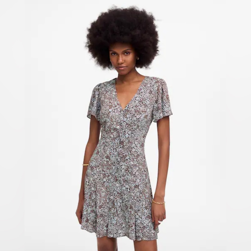 Madewell Button Front Mini Dress in Floralm